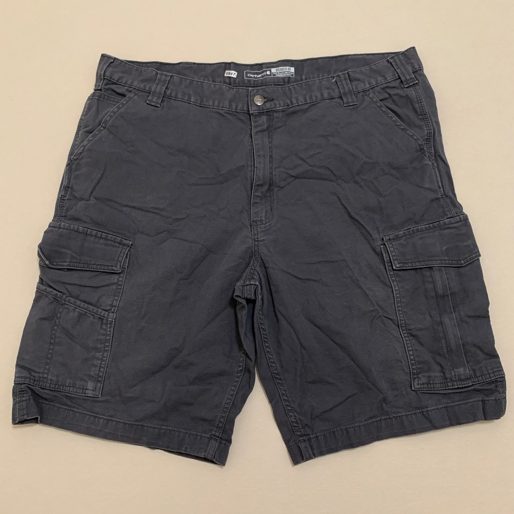 Carhartt Men's Size 42 Gray Rugged Flex Canvas Relaxed Fit 11-inch Cargo‎ Shorts